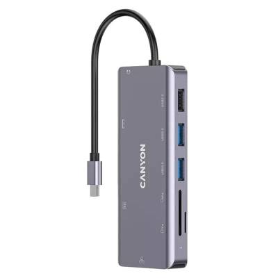 Docking usb tipo-c canyon cns-tds11/ 1xhdmi/ 3xusb/ 1xrj45/ 1xaudio/ 1xusb tipo-c pd/ 1xlector tarjetas/ gris oscuro