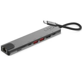 Docking usb tipo-c linq lq48010/ 1xusb tipo-c/ 2xusb/ 1xhdmi 4k/ 1xrj45/ 1xlector tarjetas sd y micro/ 1xusb tipo-c pd/ gris