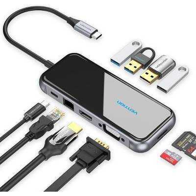Docking usb tipo-c vention tfghb/ 1xvga/ 1xhdmi/ 4xusb/ 1xusb tipo-c pd/ 1xrj45/ 1xlector tarjetas sd/ gris