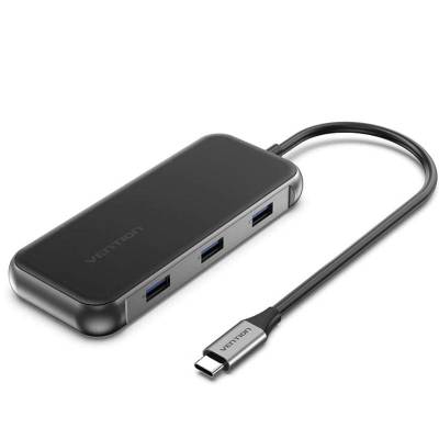 Docking usb tipo-c vention tfkhb/ 1xhdmi 4k/ 3xusb/ 1xrj45/ 1xvga/ 1xusb tipo-c pd/ gris