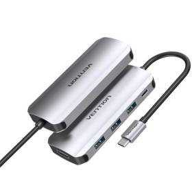 Docking usb tipo-c vention thfhb/ 1xhdmi 4k/ 3xusb/ 1xusb tipo-c pd/ gris
