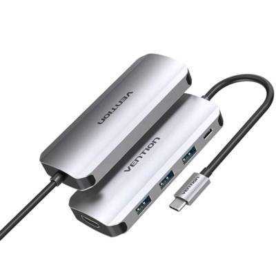 Docking usb tipo-c vention thfhb/ 1xhdmi 4k/ 3xusb/ 1xusb tipo-c pd/ gris