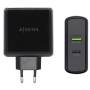 Cargador de pared aisens asch-2pd30qc-bk/ 1xusb tipo-c/ 1x usb/ 48w