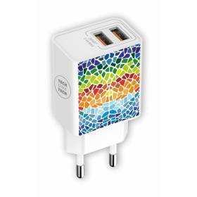 Cargador de pared tech one tech gaudi/ 2xusb/ 2.4a/ blanco