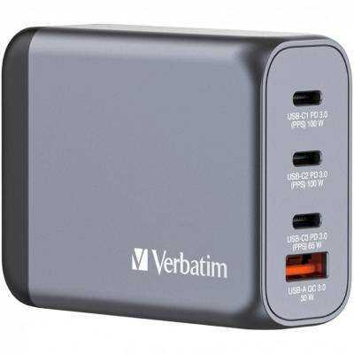 Cargador de pared universal verbatim gnc-100/ 3xusb tipo-c/ 1xusb/ 100w
