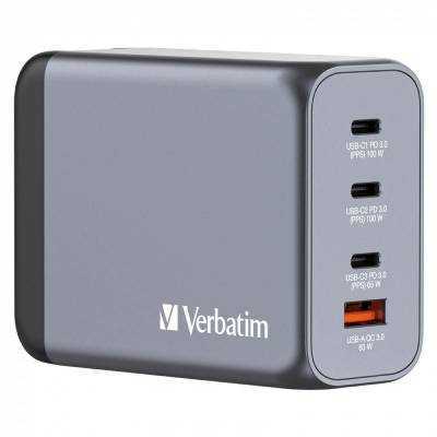 Cargador gan de pared universal verbatim gnc-200/ 3xusb tipo-c/ 1xusb/ 200w