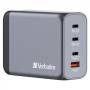 Cargador gan de pared universal verbatim gnc-200/ 3xusb tipo-c/ 1xusb/ 200w