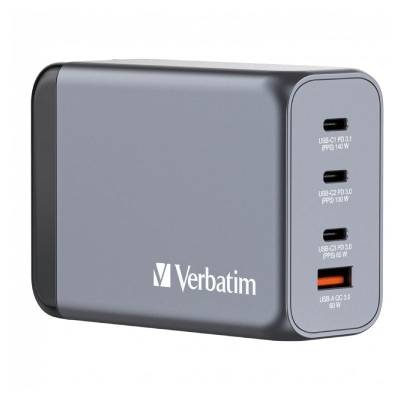 Cargador gan de pared universal verbatim gnc-240/ 3xusb tipo-c/ 1xusb/ 240w