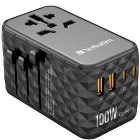 Cargador de pared universal verbatim uta-06 gan iii/ toma de corriente universal/ 2xusb tipo-c/ 2xusb/ 100w