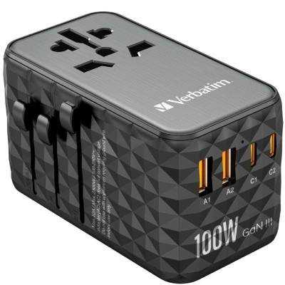 Cargador de pared universal verbatim uta-06 gan iii/ toma de corriente universal/ 2xusb tipo-c/ 2xusb/ 100w