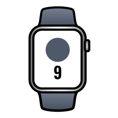 Apple watch series 9/ gps/ 45mm/ caja de aluminio plata/ correa deportiva azul tempestad s/m