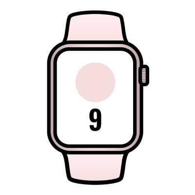 Apple watch series 9/ gps/ cellular/ 41mm/ caja de aluminio rosa/ correa deportiva rosa claro m/l