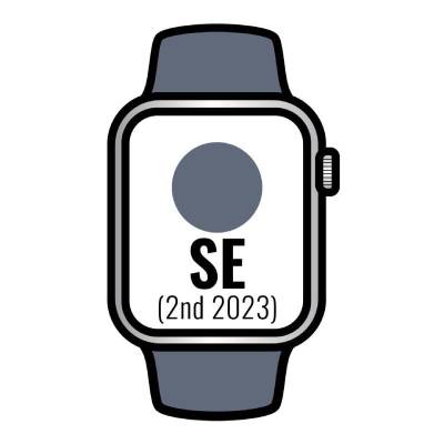 Apple watch se 2 gen 2023/ gps/ cellular/ 44mm/ caja de aluminio plata/ correa deportiva azul tempestad m/l