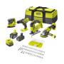 Pack taladro + amoladora + sierra de calar + lijadora ryobi one+ r18ck4f-252s/ 2 baterías 18v 5,0 y 2,0 ah/ cargador 2,0 a/