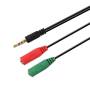 Adaptador aisens a128-0354/ jack 3.5 macho - 2x jack 3.5 hembra/ 20cm/ negro