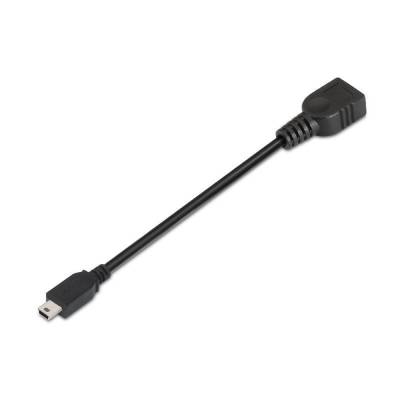 Cable usb 2.0 aisens a101-0033/ miniusb macho - usb hembra/ hasta 2.5w/ 60mbps/ 15cm/ negro