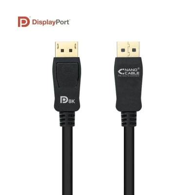 Cable displayport 1.4 8k nanocable 10.15.2500/ displayport macho - displayport macho/ 50cm/ certificado/ negro