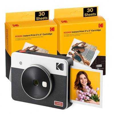 Cámara digital instantánea kodak mini shot 3 retro/ tamaño foto 7.62x7.62cm/ incluye 2x papel fotográfico/ blanco
