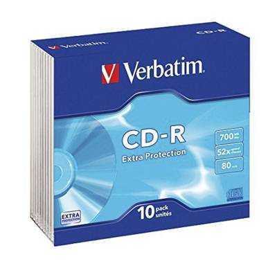 Cd-r verbatim datalife 52x/ estuche delgado-10uds