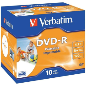 Dvd-r verbatim imprimible 16x/ caja-10uds