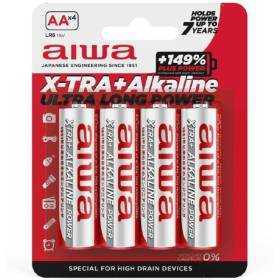 Pack de 4 pilas aa aiwa x-tra+alcaline lr6/ 1.5v/ alcalinas