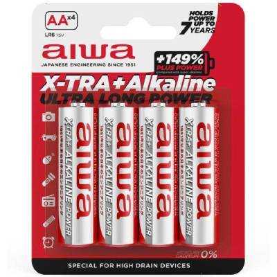 Pack de 4 pilas aa aiwa x-tra+alcaline lr6/ 1.5v/ alcalinas