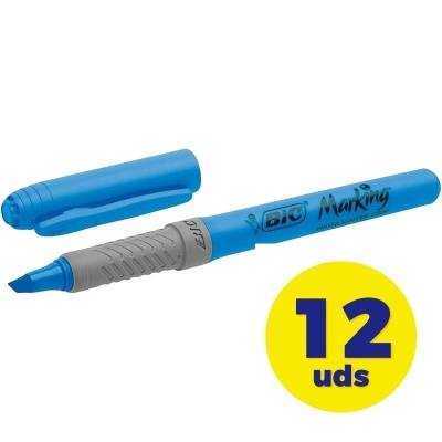 Caja de marcadores fluorescentes bic marking highlighter grip/ 12 unidades/ azules