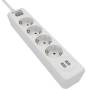 Regleta con interruptor philips spn3042wa/10/ 4 tomas de corriente/ 2 usb/ cable 2m/ blanco