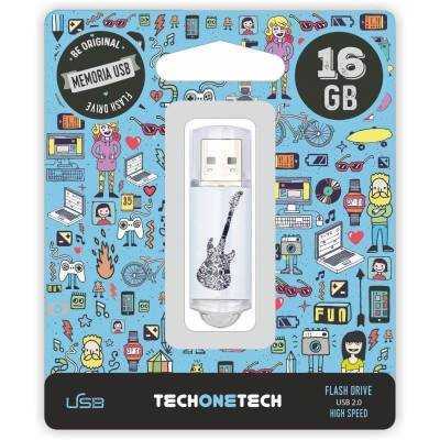 Pendrive tech one tech crazy black guitar 16gb usb 2.0