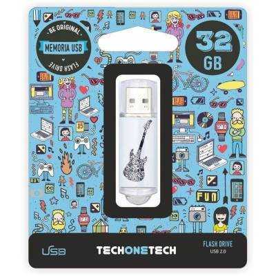 Pendrive 32gb tech one tech crazy black guitar usb 2.0