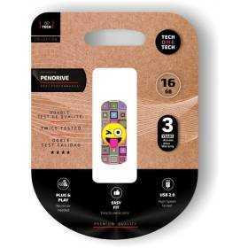Pendrive 16gb tech one tech emoji guiño usb 2.0