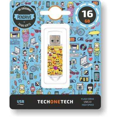 Pendrive 16gb tech one tech emojis usb 2.0