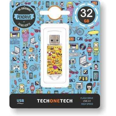 Pendrive 32gb tech one tech emojis usb 2.0