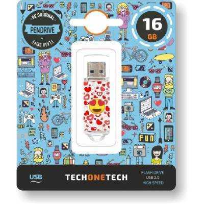Pendrive 16gb tech one tech emojis heart eyes usb 2.0