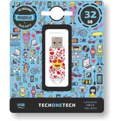 Pendrive 32gb tech one tech emojis heart eyes usb 2.0