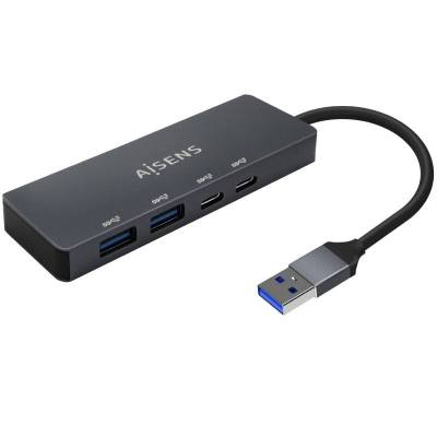 Hub usb 3.2 aisens a106-0746/ 2xusb/ 2xusb tipo-c/ gris