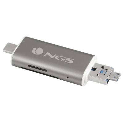 Lector de tarjetas externo ngs ally reader/ usb 2.0/ usb tipo-c / micro usb