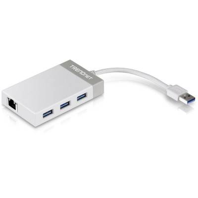 Hub usb 3.0 trendnet tu3-etgh3/ 3xusb/ 1xrj45/ blanco y gris