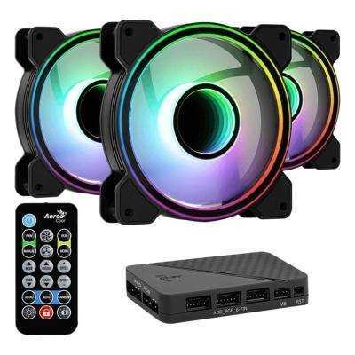 Pack 3 ventiladores aerocool mirage 12 argb pro/ 12cm + h66f hub + mando a distancia