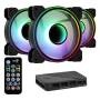 Pack 3 ventiladores aerocool mirage 12 argb pro/ 12cm + h66f hub + mando a distancia
