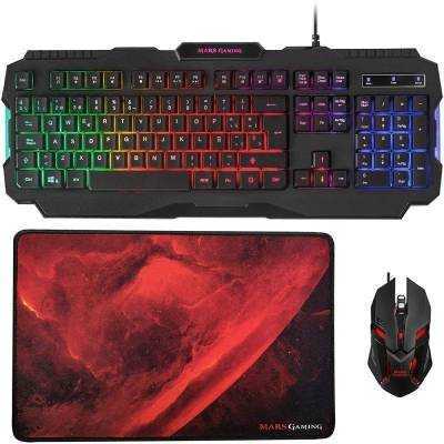 Pack gaming mars gaming mcp118/ teclado + ratón óptico + alfombrilla