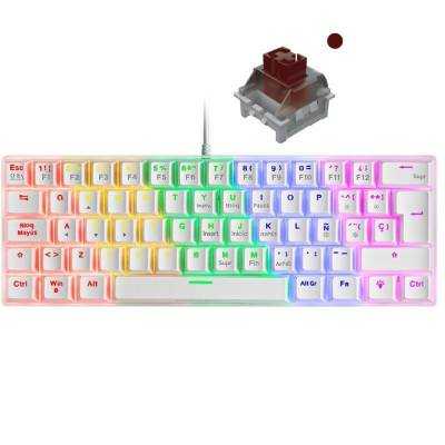 Teclado gaming mecánico mars gaming mk60wbres/ switch marrón/ blanco