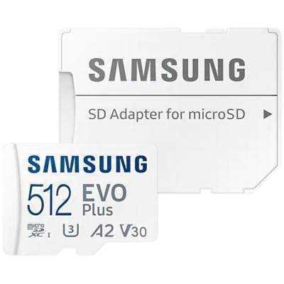 Tarjeta de memoria samsung evo plus 2021 512gb microsd xc con adaptador/ clase 10/ 130mbs
