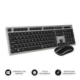 Teclado y ratón inalámbrico subblim combo wireless ergo keys silent flat hq/ gris y negro