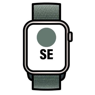 Apple watch se/ gps/ 44mm/ caja de aluminio blanco estrella/ correa loop deportiva verde lago
