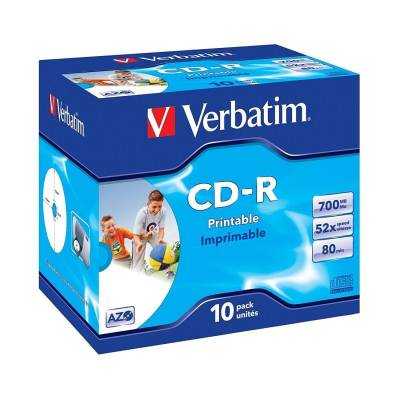 Cd-r verbatim azo imprimible 52x/ caja-10uds