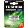 Pack de 2 pilas aaa toshiba rechargeable/ 1.2v/ recargables