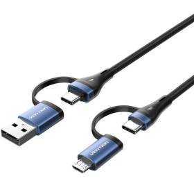 Cable usb 2.0 tipo-c vention ctllf/ usb tipo-c macho - usb macho/ microusb macho - usb tipo-c macho/ hasta 100w/ 480mbps/ 1m/