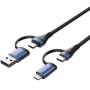 Cable usb 2.0 tipo-c vention ctllf/ usb tipo-c macho - usb macho/ microusb macho - usb tipo-c macho/ hasta 100w/ 480mbps/ 1m/