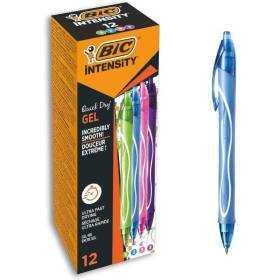 Caja de bolígrafos de tinta de gel retráctil bic gelocity quick dry 964826/ verde, azul, rosa y turquesa